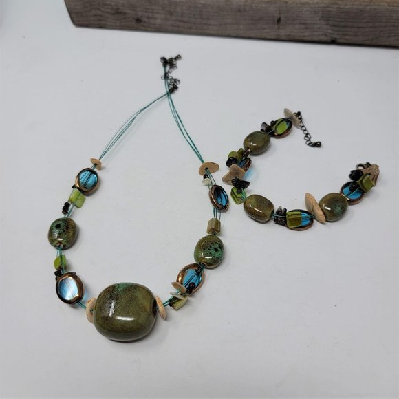 Premier Design Necklace n Bracelet Set Porcelain - Picture 5 of 11